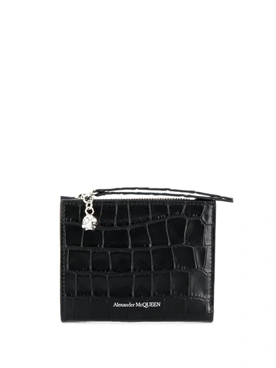 Shop Alexander Mcqueen Textured Skull Card Holder In Black