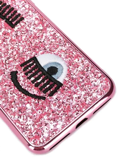 Shop Chiara Ferragni Embroidered Wink Phone Case In Pink
