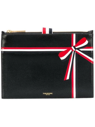 Shop Thom Browne Large Ribbon-detail Coin Purse In Black