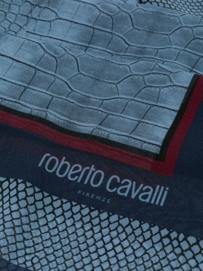 Shop Roberto Cavalli Animal Print Scarf In Blue