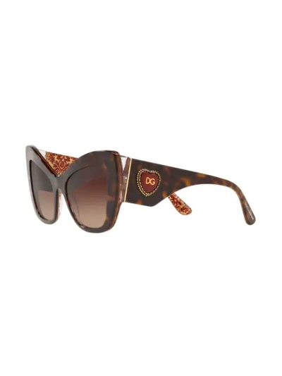 Shop Dolce & Gabbana Cat-eye Tinted Sunglasses In Brown