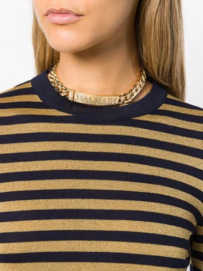 Shop Balmain Embossed Logo Choker - Metallic