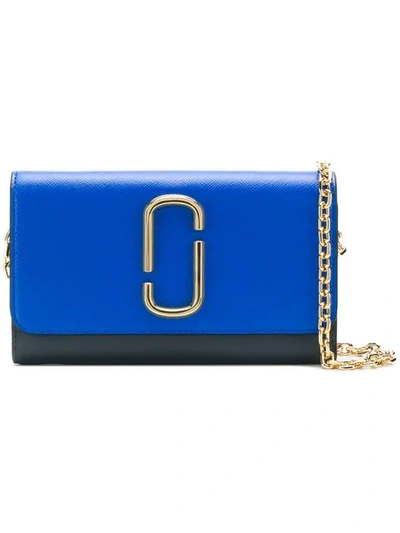 Shop Marc Jacobs Double J Leather Wallet In Blue