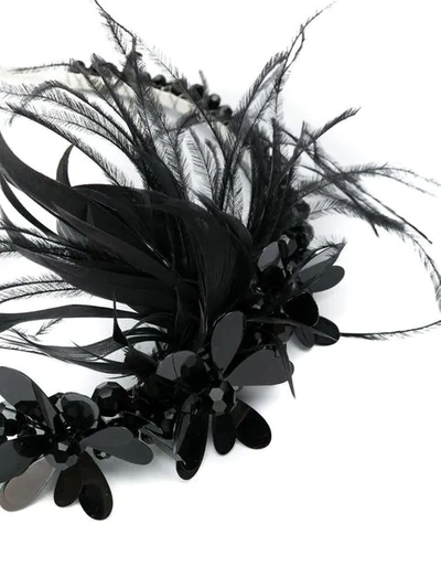 Shop Simone Rocha Embellished Feather Hairband In Black