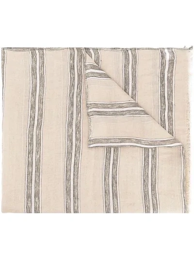 Shop Brunello Cucinelli Striped Scarf In Neutrals