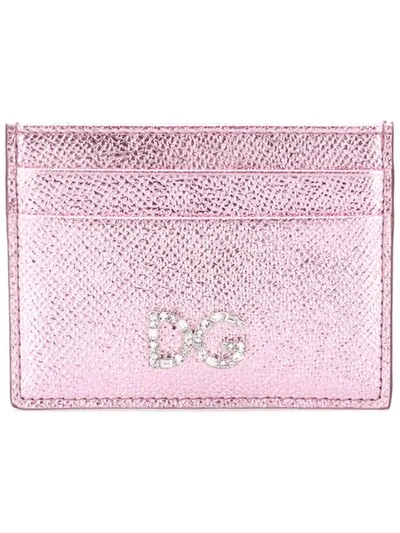 Shop Dolce & Gabbana Dg Crystal Logo Cardholder In Pink