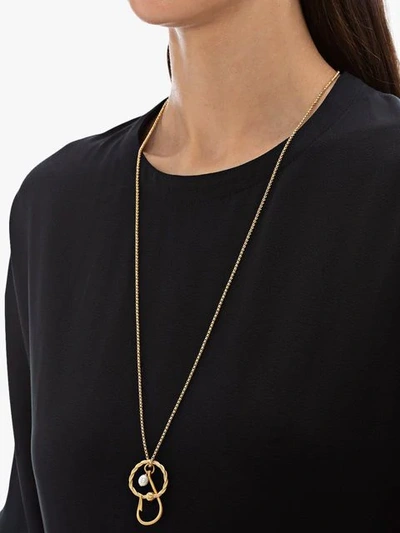 Shop Jw Anderson Gold Hook Necklace With Pearls