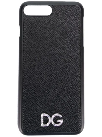 Shop Dolce & Gabbana Embellished Logo Iphone 7 Plus Cover In Black