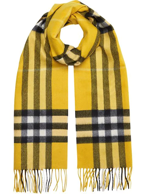 Classic Check Cashmere Scarf In Yellow 