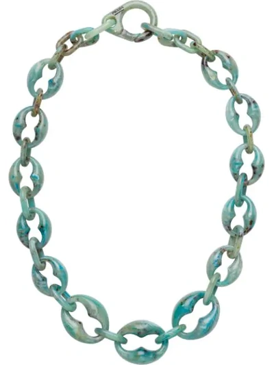 Shop Prada Chunky Link Necklace In Blue