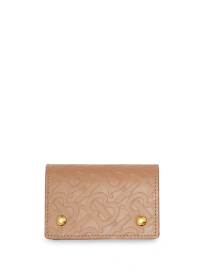 Shop Burberry Monogram Leather Card Case In Neutrals