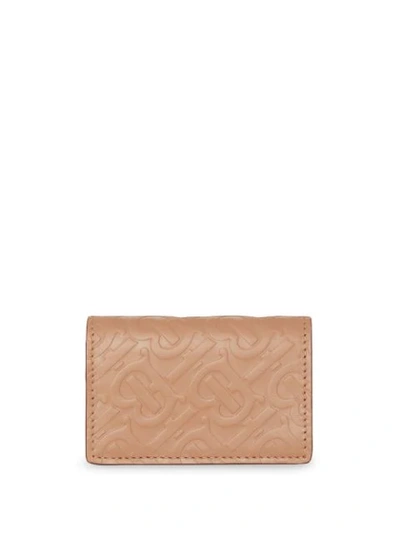 Shop Burberry Monogram Leather Card Case In Neutrals