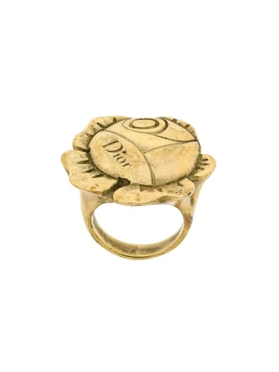 Pre-owned Dior  Flower Ring In Metallic