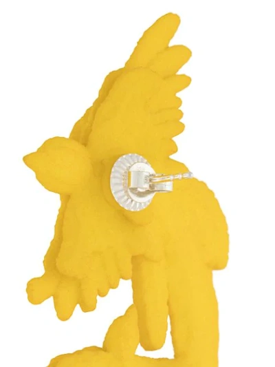 Shop Olgafacesrok Double Bird Earrings In Yellow