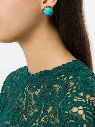 Shop Iosselliani Elegua Turquoise Clip-on Earrings - Metallic
