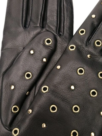 AGNELLE EYELET EMBELLISHED GLOVES - 黑色