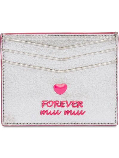 Shop Miu Miu Madras Love Card Holder In Metallic