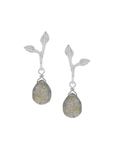 Shop Wouters & Hendrix My Favourites Labradorite Stone Earrings In Silver
