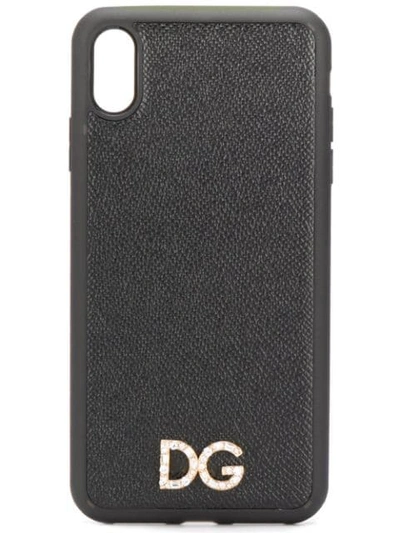 Shop Dolce & Gabbana Crystal-embellished Logo-plaque Iphone Xs Max Case In Black