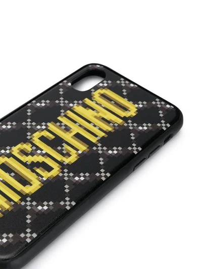 Moschino Logo Print Quilted Iphone Xs Max Cover In Black