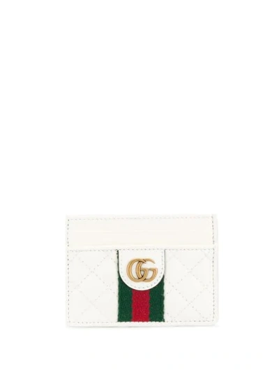 Shop Gucci Gg Logo Plaque Cardholder In White