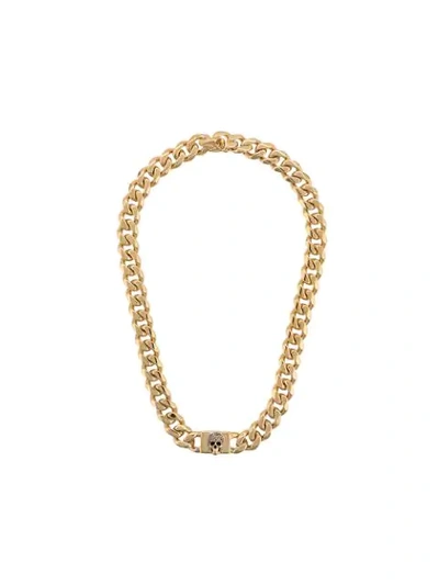 Shop Alexander Mcqueen Chain Skull Necklace In Gold