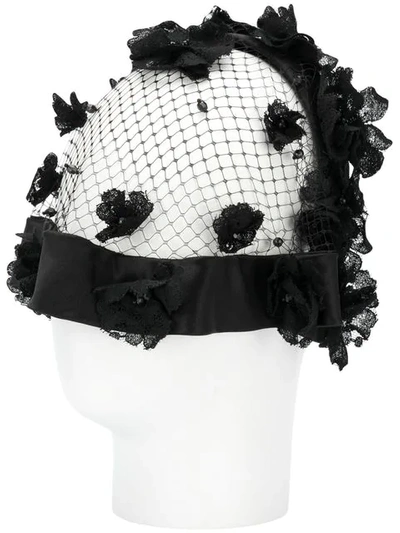 Shop Dolce & Gabbana Floral Net Hair Accessory In Black