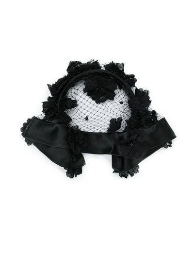 Shop Dolce & Gabbana Floral Net Hair Accessory In Black