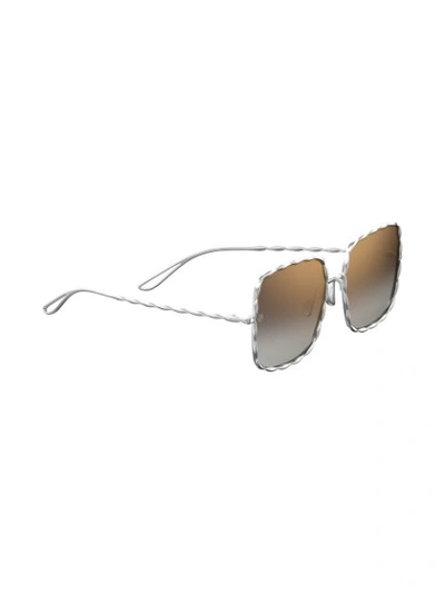 Shop Elie Saab Oversized Square Shaped Sunglasses In Metallic