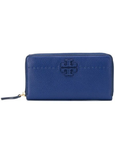 Shop Tory Burch Mcgraw Zip Continental Wallet In Blue