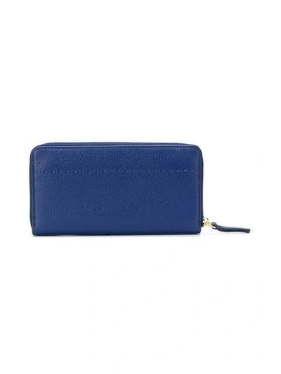 Shop Tory Burch Mcgraw Zip Continental Wallet In Blue