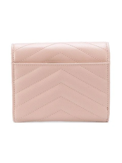 Shop Saint Laurent Monogram Compact Tri-fold Wallet In Pink