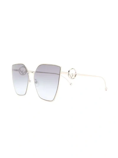 Shop Fendi Oversized Cat Eye Sunglasses In Silver