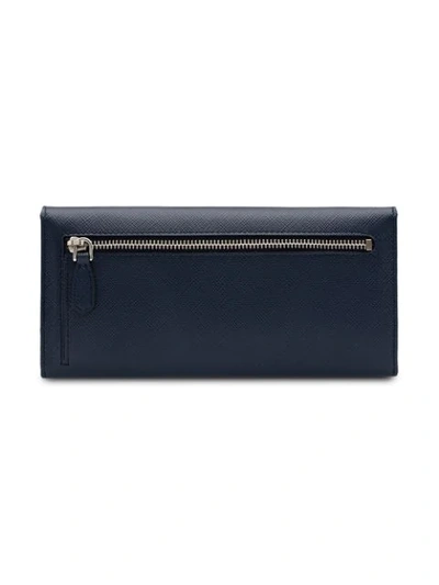 Shop Prada Saffiano Leather Wallet - Blue