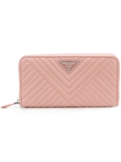 Shop Prada Zip Around Wallet In Pink