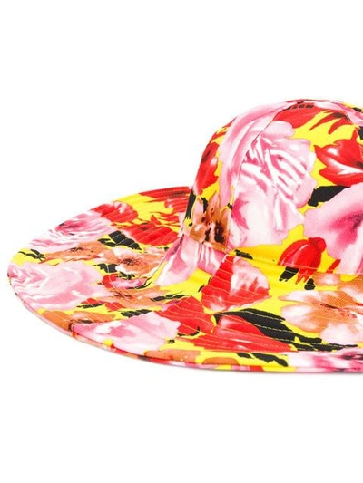 Shop Msgm Floral Pattern Sun Hat In Pink