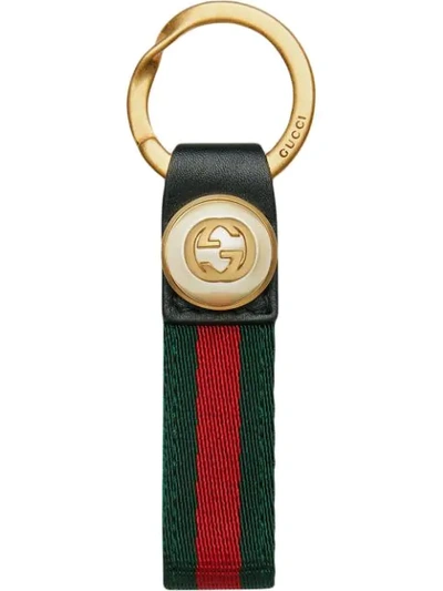 Shop Gucci Nylon Web Key Ring In Green