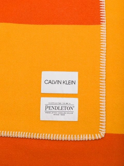 Shop Calvin Klein 205w39nyc Embroidered Edges Scarf In 865 Yellow/ Orange