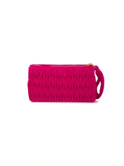 Shop Miu Miu Fuchsia Matelassé Velvet Wallet - Pink