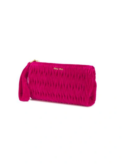 Shop Miu Miu Fuchsia Matelassé Velvet Wallet - Pink