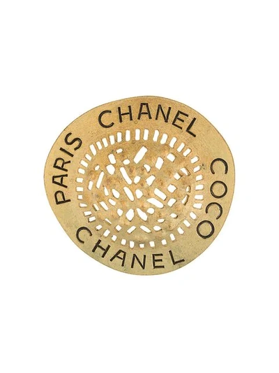 Pre-owned Chanel 1994 Cc Brooch Pin Corsage In Gold