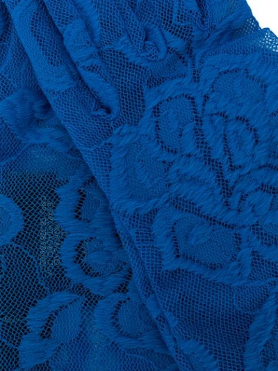 Shop Gucci Floral Lace Gloves In Blue