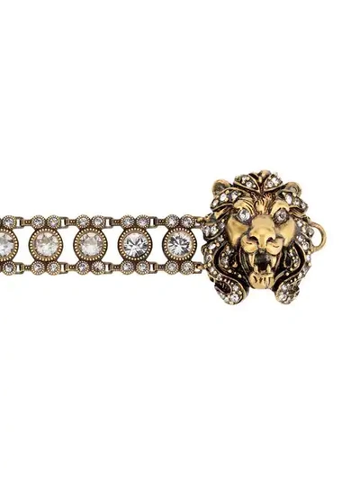 Shop Gucci Lion Head Bracelet With Crystals In 8062