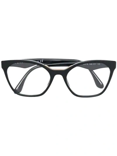 Shop Prada Cat-eye Frame Glasses In Black