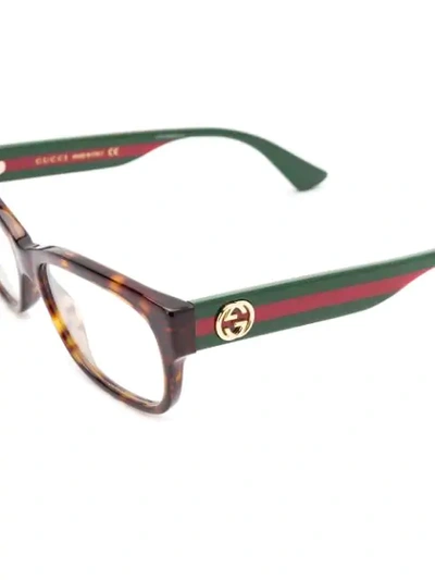 GUCCI EYEWEAR RECTANGULAR FRAME GLASSES - 棕色