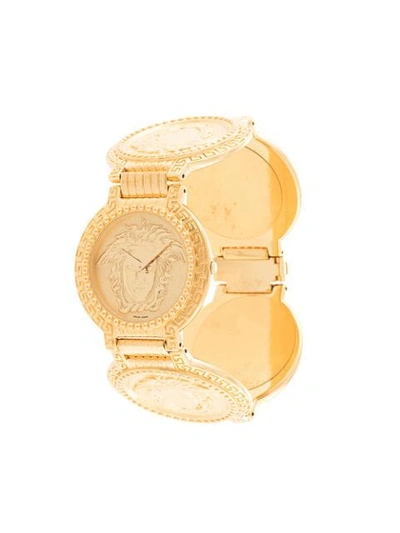 Shop Versace Quartz Watch In Gold