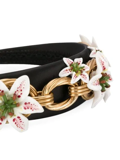 Shop Dolce & Gabbana Floral Appliqué Headband In Black