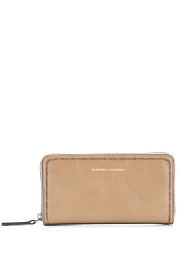 BRUNELLO CUCINELLI ZIP-AROUND WALLET - 棕色