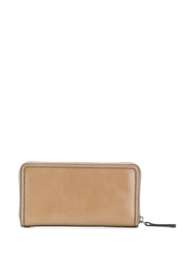 BRUNELLO CUCINELLI ZIP-AROUND WALLET - 棕色