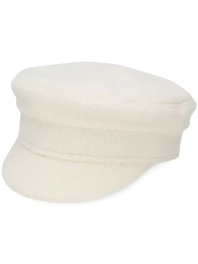 Shop Ruslan Baginskiy Shearling Baker Boy Hat In White